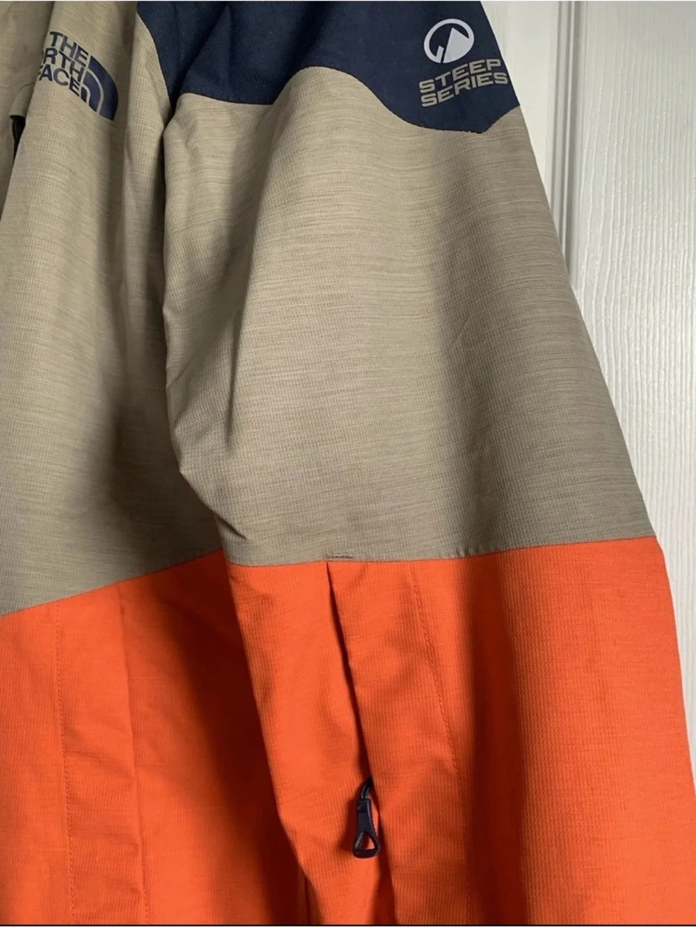The North Face Men’s Orange, Tan & Navy Color block  Ski Jacket and pants